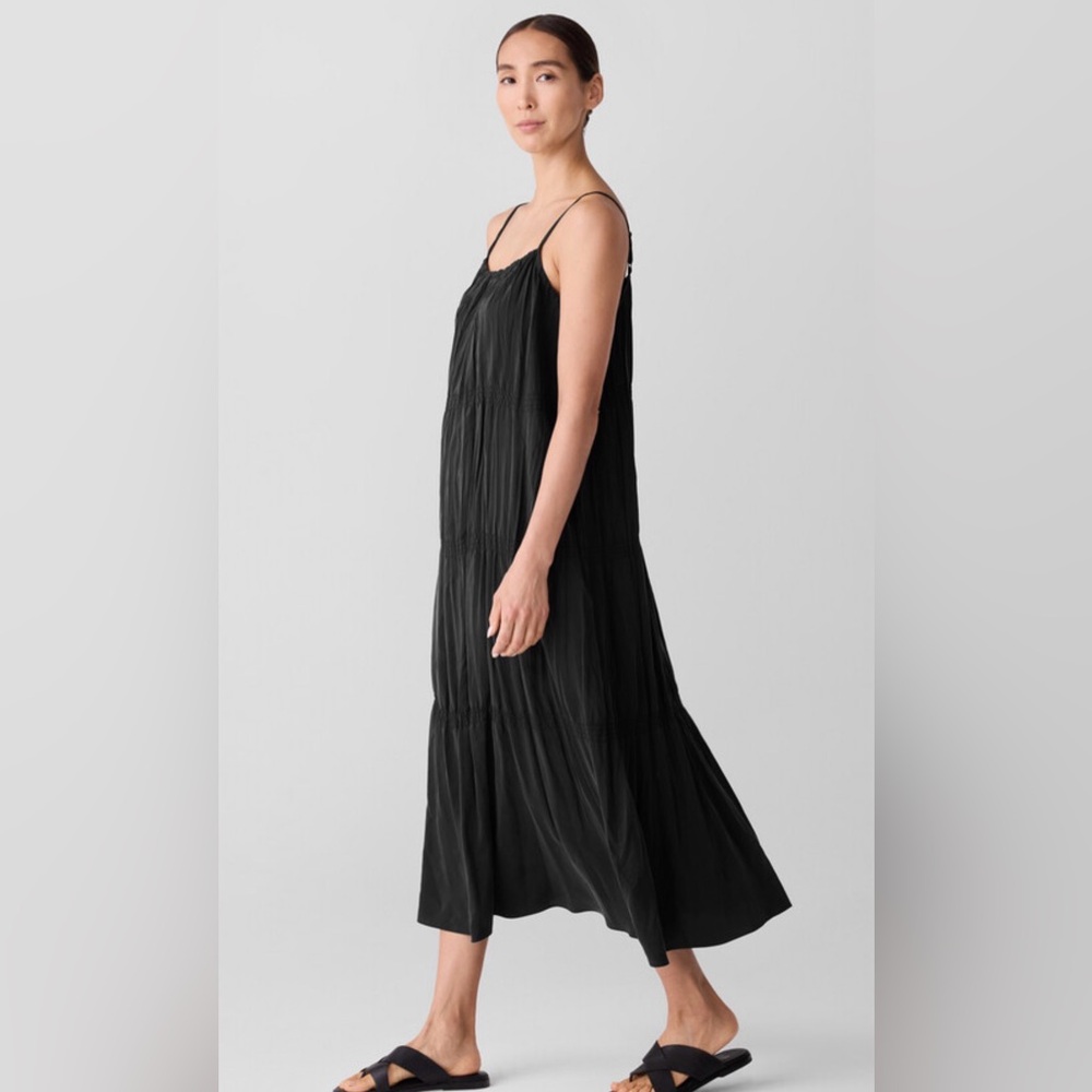 Eileen Fisher Petite Washed Silk Smocked Cami Dress US-PL NWT